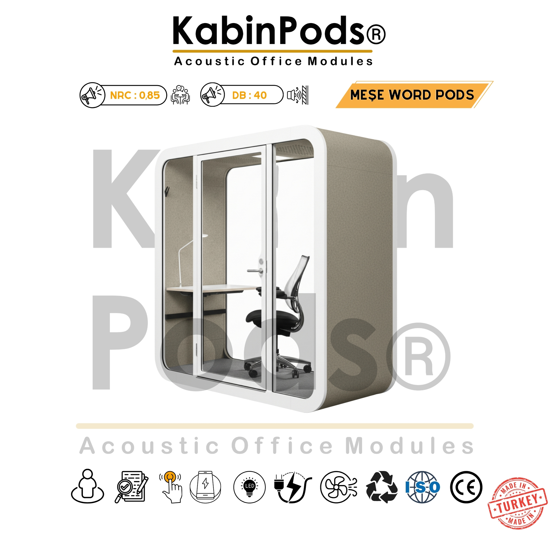 Çalışma Kabini WorkPod WP-187 - Ses Yalıtımlı 4-6-8 Kişilik Kabin